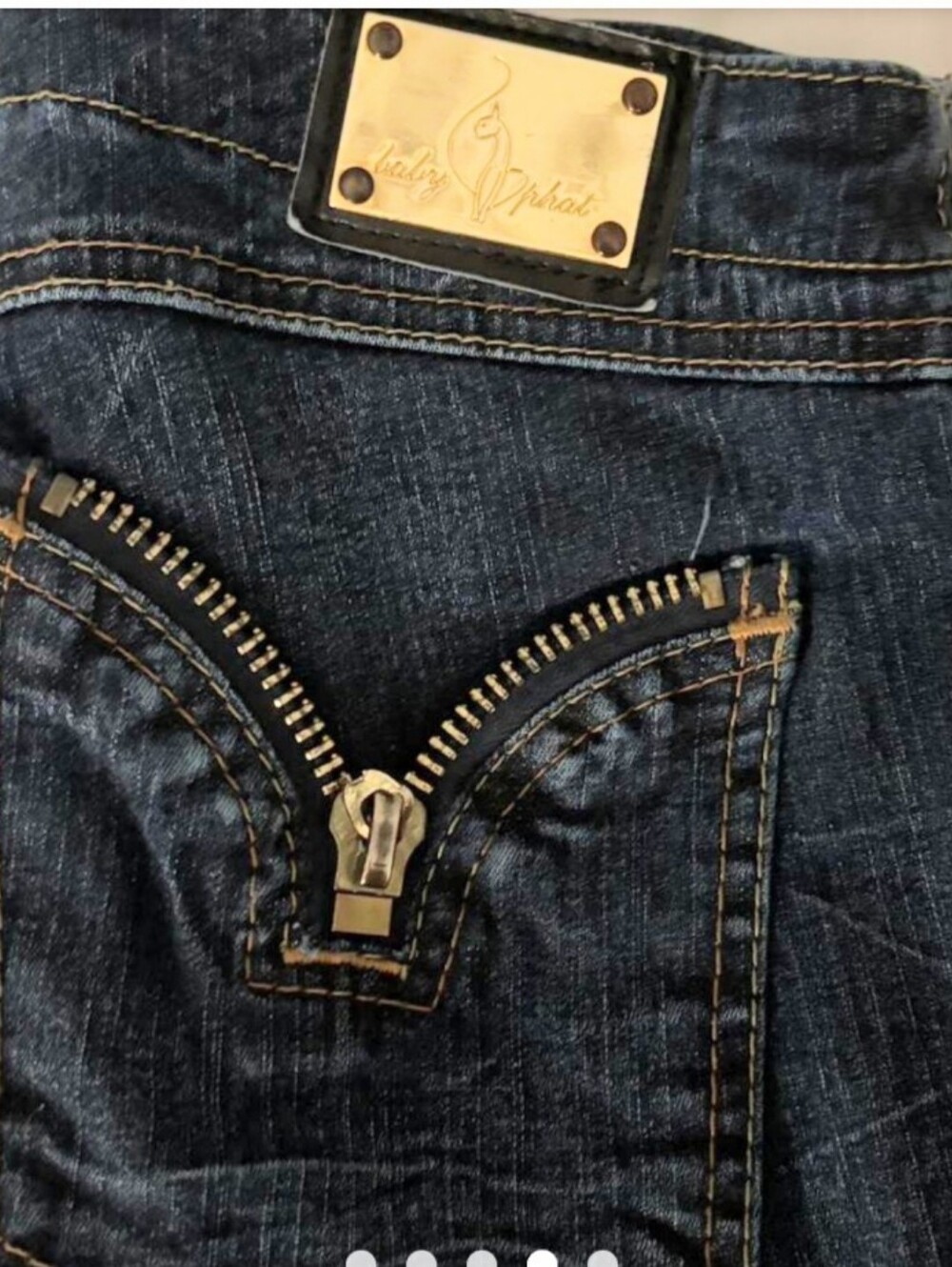 Baby Phat Dark Blue Jeans with Gold Zippers - Picture 2 of 4